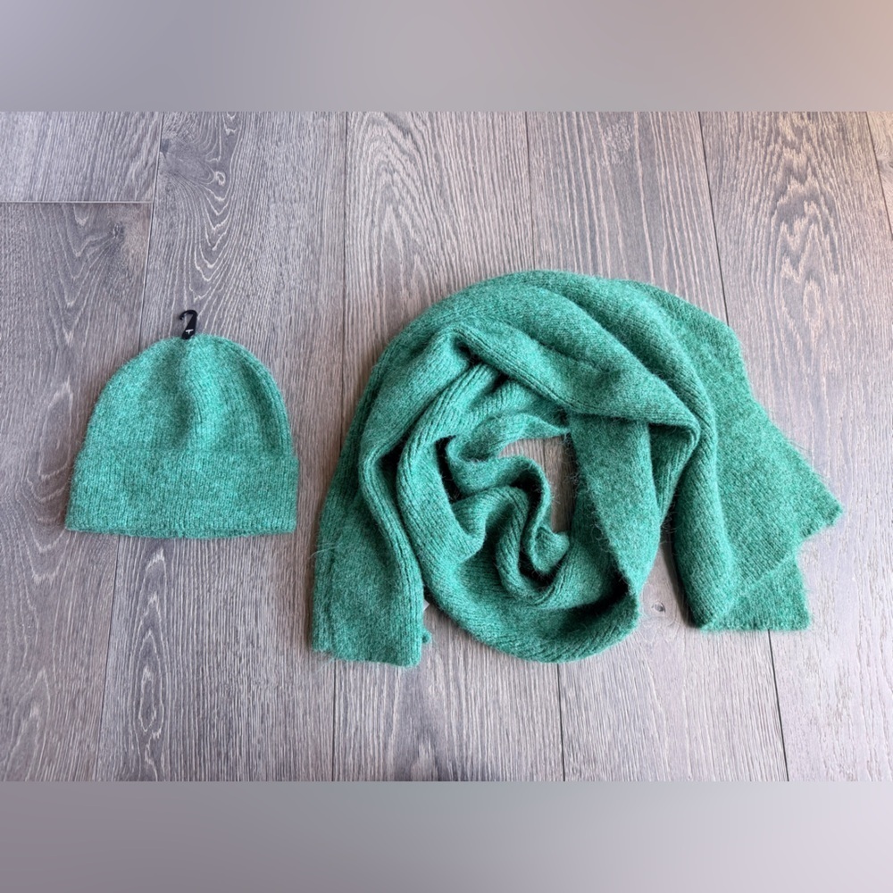 Ricki's Wool Blend Scarf & Hat Set in Green